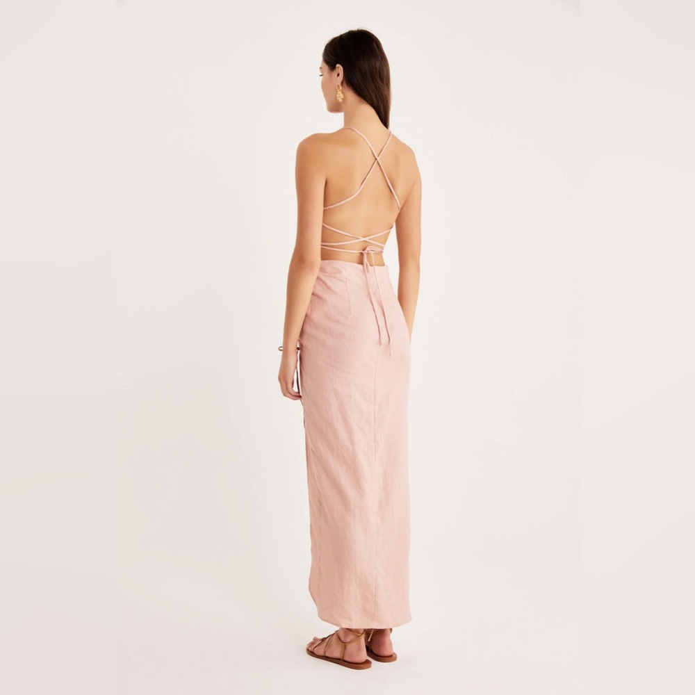 💫HP‼️💫 NWT Revolve RUMER THE LABEL “Loulou” Linen Maxi Dress in Prima, Sz Medium - Picture 4 of 11